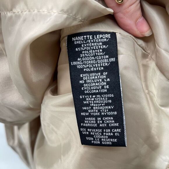 Nanette Lepore Trench Coat Big Button Up Single Breasted Tan Belted Small NEW - Picture 4 of 12